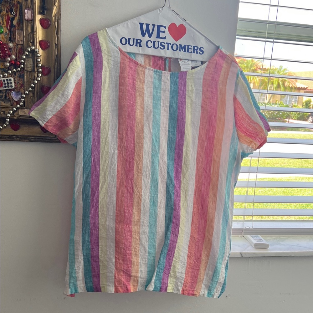Colorful Striped Short Sleeve Top
